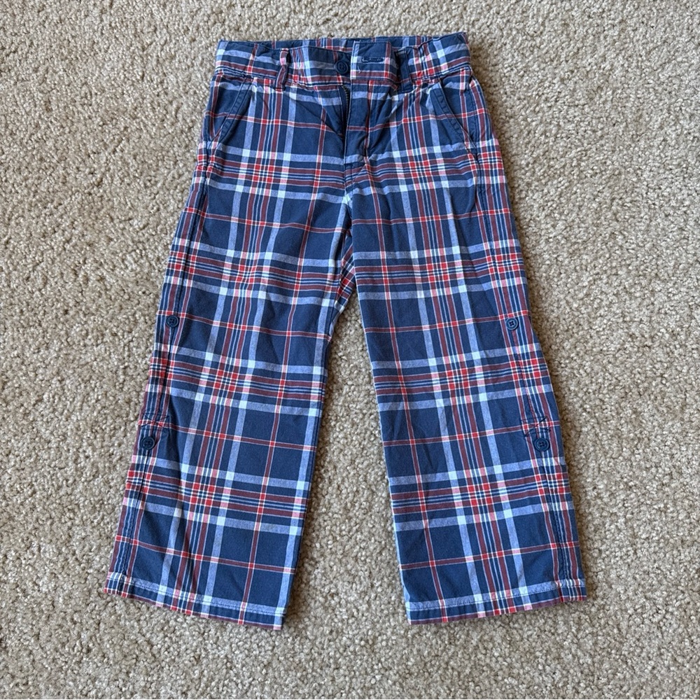 Janie and Jack 100% cotton Navy and Red Plaid Kids Pants